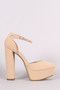 Bamboo Nubuck Ankle Strap Platform Pump