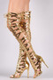 Metallic Patent Strappy Open Toe Lace-Up Gladiator Heel