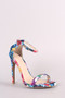 Qupid Watercolor Print Ankle Strap Stiletto Heel