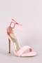 Suede Open Toe Ankle Strap Stiletto Heel