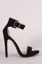 Nubuck Ankle Strap Open Toe Stiletto Heel