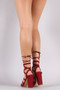 Strappy Lace Up Open Toe Chunky Heel