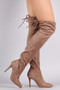 Suede Fitted Pointy Toe OTK Stiletto Boots