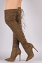 Suede Back Studded Lace Up Pointy Toe Boots