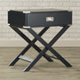 Dark Grey Black 1-Drawer End Table Nightstand with Modern Classic X Style Legs