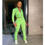 Women Splice Two Piece Set Tracksuit Fall Clothes Crop Top And Pants