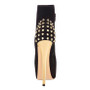 Black Suede Platform Golden Rivet Stiletto High Heel Ankle Boots