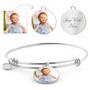 To My Daughter - Adjustable Personalized Picture Circle Bangle Circle Pendant