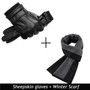 High Quality Black Men Leather Gloves for Winter and Autumn