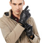 High Quality Black Men Leather Gloves for Winter and Autumn