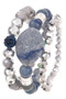 Faceted bead semi precious stone bracelet set