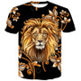 Lion 3D Print Black T Shirt