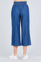 Front Button Up Frill Detail High Waist Chambray Pants