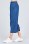 Front Button Up Frill Detail High Waist Chambray Pants