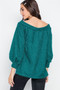 Teal Fuzzy Long Sleeve V-neck Sweater