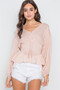 Blush Long Sleeve Lace Up Surplice Neck top