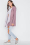 Mauve Knit Draped Front Long Sleeve Cardigan