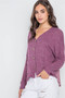 Berry Long Sleeve Knit Button-front Combo Cardigan