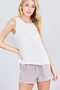 Sleeveless Round Neck Back Button Detail Woven Top