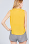 Sleeveless Ruffle Neck W/self Tie Smocked Yoke Detail Front Button Woven Top