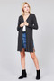 Ladies fashion long sleeve open front side slit tunic length brushed waffle cardigan