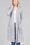 Ladies fashion long sleeve open front w/pocket brushed hacci cardigan