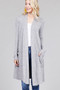 Ladies fashion long sleeve open front w/pocket brushed hacci cardigan