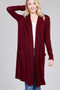 Ladies fashion long sleeve open front w/pocket brushed hacci cardigan