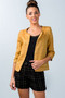 Ladies fashion mustard 3/4 sleeve open-front jacket