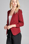 Ladies fashion 3/4 shirring sleeve open front woven jacket