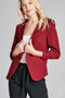 Ladies fashion 3/4 shirring sleeve open front woven jacket