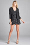 Ladies fashion 3/4 shirring sleeve open front woven jacket