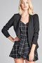 Ladies fashion 3/4 shirring sleeve open front woven jacket