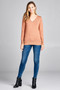 Ladies fashion long sleeve v-neck classic sweater