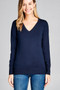 Ladies fashion long sleeve v-neck classic sweater