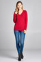 Ladies fashion long sleeve v-neck classic sweater