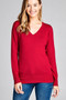 Ladies fashion long sleeve v-neck classic sweater