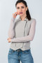 Ladies fashion grey mesh long sleeve double zipper front jacket