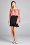 Ladies fashion long sleeve w/lace trim off the shoulder self tie front crinkle gauze woven top