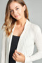 Ladies fashion long sleeve open front ribbed knit cardigan