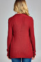 Ladies fashion long sleeve open front ribbed knit cardigan