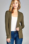 Ladies fashion long sleeve open front ribbed knit cardigan