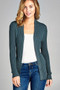 Ladies fashion long sleeve open front ribbed knit cardigan