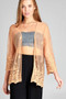 Ladies fashion open front scalloped hem lace cardigan