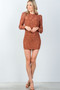 Ladies fashion toffee all floral lace gathered shoulder mini dress