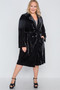 Plus Size Velvet Long Sleeve Trench Coat