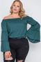 Plus Size Off-the-shoulders Bell Sleeve Top