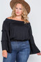 Plus Size Off-the-shoulders Bell Sleeve Top