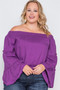 Plus Size Off-the-shoulders Bell Sleeve Top