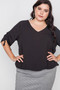 Plus Size Chiffon V-neck Solid Top